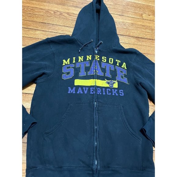 Jansport Minnesota State Mavericks Hoodie Sweatshirt Mens Sz Small Black Zip Up - Picture 2 of 4